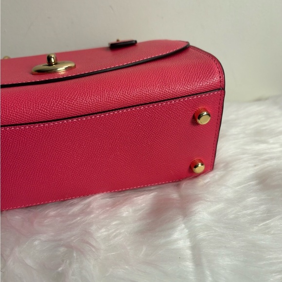 Coach Rose Pink Tilly Top Handle Satchel Classic Flap Leather Lock, 76618 - Picture 7 of 10